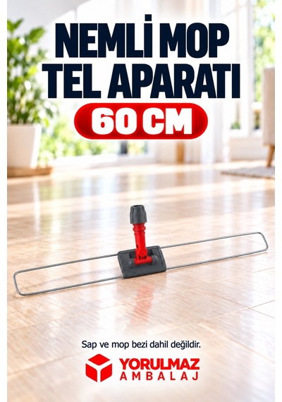 60 Cm Tel Mop Aparatı Bağcıklı Cepli Mop Uyumlu Katlanabilir Paspas Aparatı