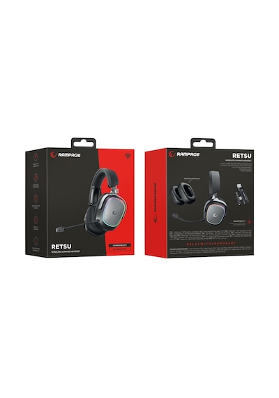 Rampage Retsu Siyah/gri Kablosuz 2.4g+ Bluetooth Kumaş Ve Deri Protein Earpad Mikrofonlu Oyuncu Kulaklığı