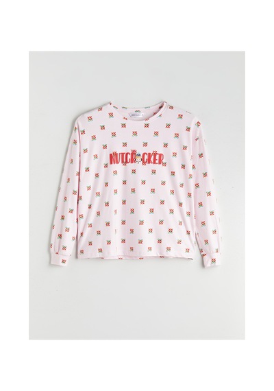 Lcw Young Pembe Bisiklet Yaka Yılbaşı Temalı Kadın Pijama Takımı