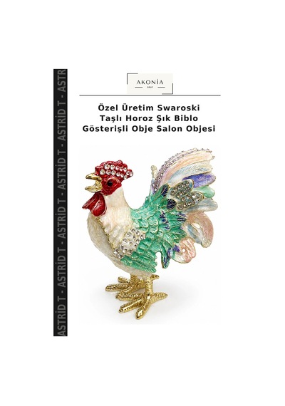 Özel Üretim Swaroski Taşlı Horoz Şık Biblo Gösterişli Obje Salon Objesi