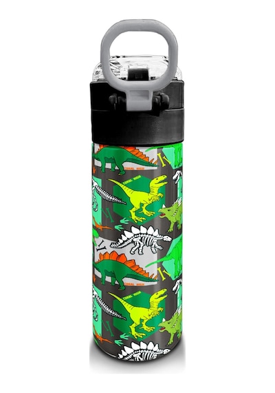 Coral High Kids Gri Yeşil Dinozor Desenli Pipetli Ve Direkt İçim Çelik Termos 500 Ml 31976 Gri - Yeşil