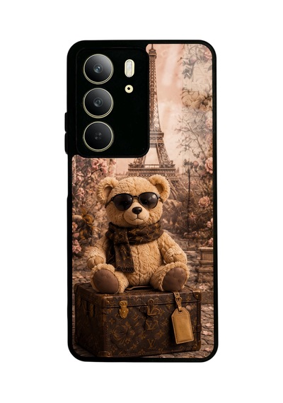 Realme C75 Paris Teddy Voyage Tasarımlı Glossy Telefon Kılıfı Krem