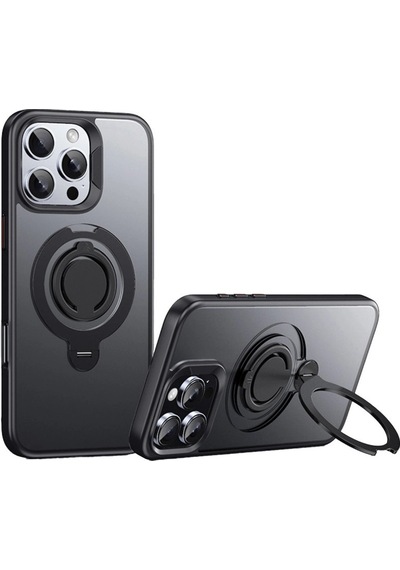 Apple Uyumlu iPhone 16 Pro Avatar 360 Dönen Magsafe Kapak Siyah