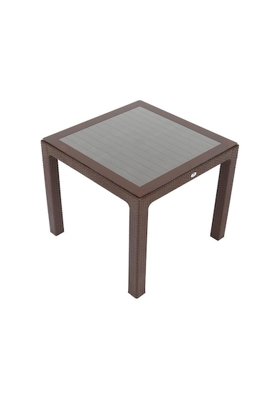 Depootoptan Mandella 90X90 Elit Rattan Masa (Camlı) Kahverengi