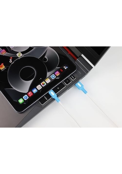 Usb A-c Hızlı Şarj Kablosu, Beyaz Kablo, Beyaz/mavi Uçlar 120 Cm
