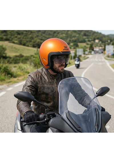 Motosiklet Kaskı Retro Güneş Vizörlü Hornet S Sv Neo C4 Mat Turuncu Motorcu Kask Çok Renkli