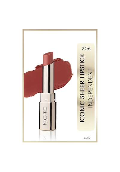 Note Cosmetique Iconic Sheer Lipstick Nemlendirici Parlak Ruj 206 Independent - Nude
