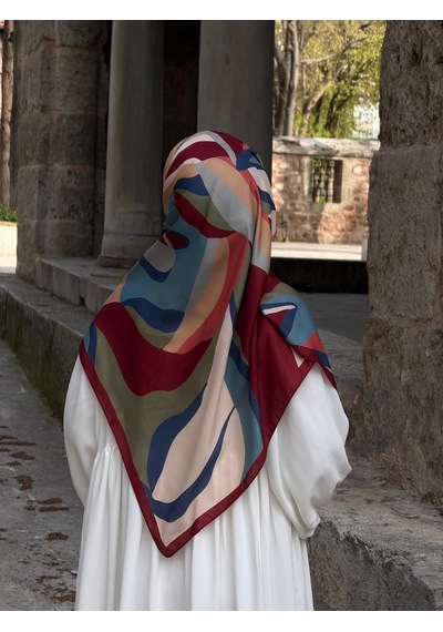 Qalortex Scarf Pamuklu Soft Rânâ Desen Eşarp-bordo