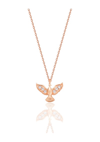 Gümüş Rose Zirkon Taşlı Anka Kuşu Kolye Barcode Gümüş - Rose Gold