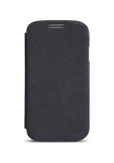 Nillkin İ9500 Galaxy S4 İle Uyumlu Nillkin Ağaç Dokulu Kapaklı Kılıf Siyah