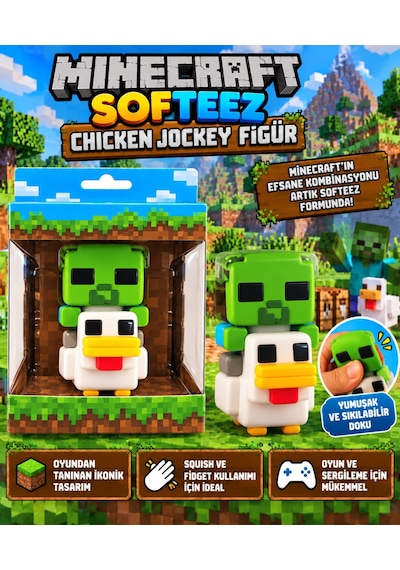 Minecraft Softeez Chicken Jockey Figür