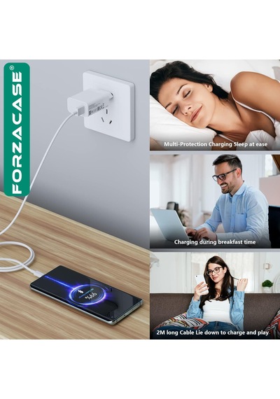Forzacase Galaxy Tab S9 Serisi İle Uyumlu Hızlı Şarj Destekli 120w Type-c Usb Şarj Cihazı Set Fc1025 Beyaz