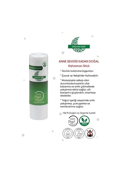 Organik Baby Anlık Yatıştırıcı Doğal Stick Vegan Cilt Bakım Balmı
