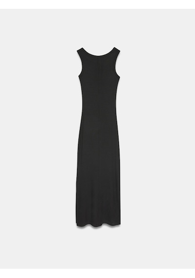 Dilvin 91652 Fitilli Midi Elbise-siyah