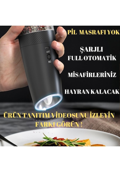 Wellq Şarjlı Işıklı Full Otomatik Yeni Nesil Tuz Karabiber Değirmeni Baharat Öğütücü Diğer