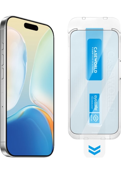 Apple Uyumlu iPhone 15 Pro Caseworld Applicator Serisi 2.5d Eyesafe Mavi Işık Özellik Safir 0.33mm Ekran Koruyucu