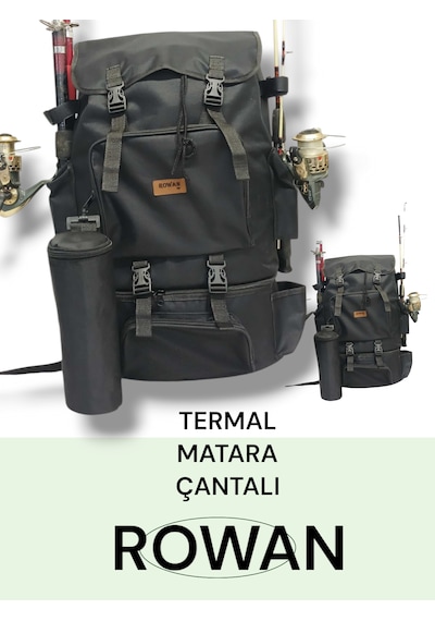Termal Alt Bölmeli+termal Matara Çantalı Kamp,balıkçı Sırt Çantas Siyah