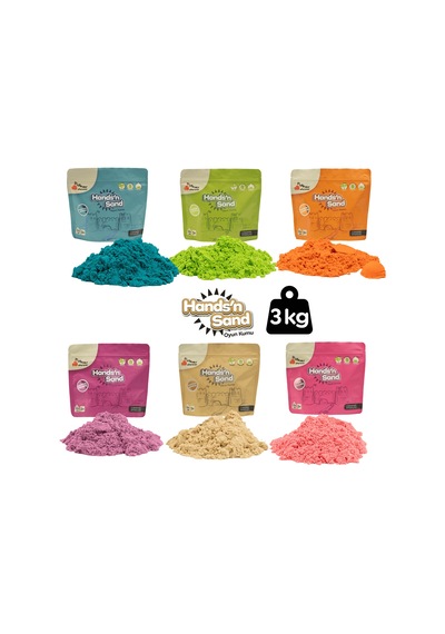 Playever Hands'n Sand Doğal Kinetik Kum 3kg - 6 Renk Çok  Renkli