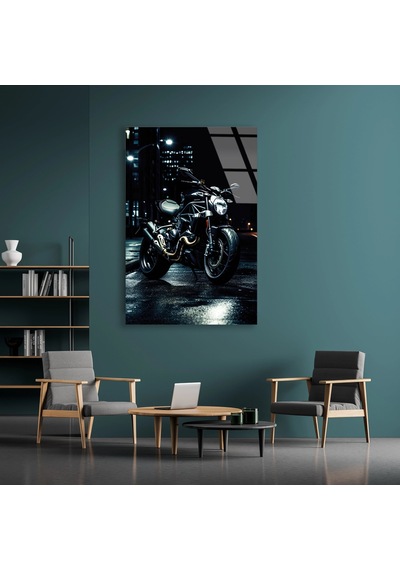 Streetfighter Motosiklet Gece - Cam Tablo - Deg0492 80 X 125 Cm