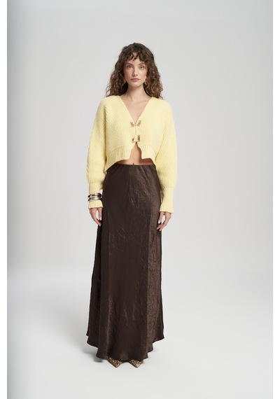 Mai Collection Mai Studios Co. Luna Metal Detay Sarı Kısa Triko Hırka Çok Renkli