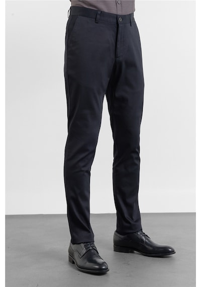 İmza Siyah Yan Cep Düz Paça Armürlü Slim Fit Pamuklu Chino Pantolon 1003260165