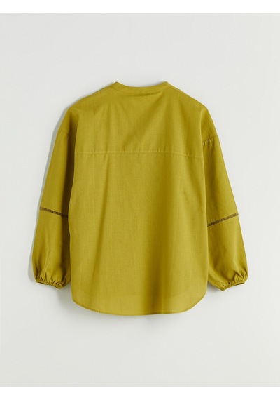 Lcwaıkıkı Classic Yeşil Kaçık Yaka Oversize Kadın Bluz