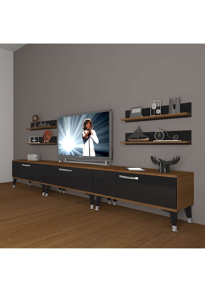 Decoraktiv Eko 270r Slm Silver Tv Ünitesi Tv Sehpası Ceviz - Siyah