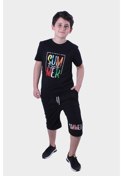 Fyk Kids Erkek Çocuk Alt-üst Kapri-tişört Takım Siyah