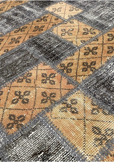 Modern Retro Stil Vintage Halı Özel Tasarım Patchwork Koleksiyonu Çok Renkli