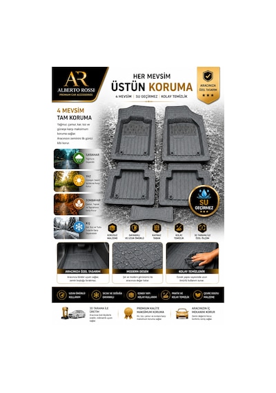 Dacıa Jogger Extreme Eco-g 2026 Model Uyumlu Alpinex Gri 5d Havuzlu Paspas Yumuşak Kaymaz Taban