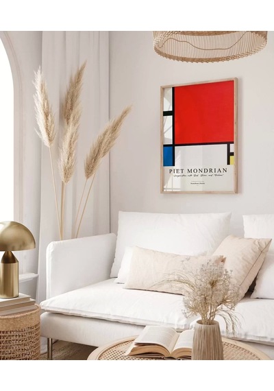 Çerçevesiz Poster Piet Mondrian Kırmızı, Mavi Ve Sarıdan Oluşan Kompozisyon