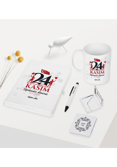 Kişiye Özel Öğretmenler Gününüz Kutlu Olsun Temalı Beyaz Defter K N11.3127 Çok Renkli