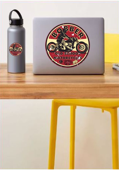 Vintage Motosiklet Sticker - Old School - Araba Oto Motosiklet Araç Sticker 02506 8x8 Cm
