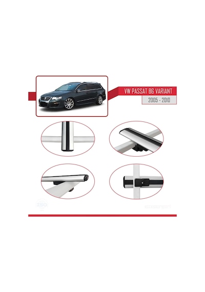 Volkswagen Passat B6 Varıant 2005-2010 Arası İle Uyumlu Basic Model Ara Atkı Tavan Barı Gri 3 Adet