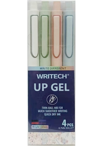 Wrıtech W-0154 Up 0,5mm Mavi Jel Kalem - 4'lü Ahşap