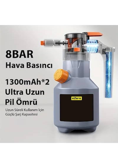 Ezere 2l Yüksek Basınçlı Şarjlı Köpük Makinası Oto Yıkama Pompası Köpük Püskürtücü