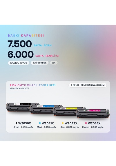 Hp Color Laserjet Enterprise M455dn 415x Cmyk Muadil Toner Seti