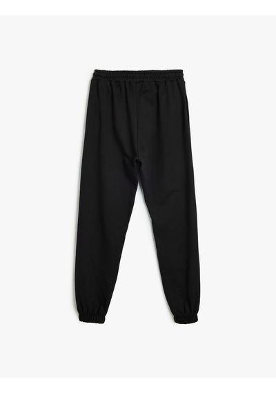 Koton Jogger Eşofman Altı Cepli Beli Bağlamalı Üç İplik Siyah 5wak40066ek Siyah