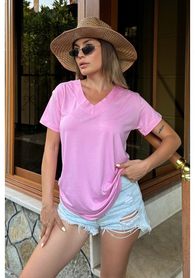 Bbbutikbasic Tiril Tiril Penye Viskon Basic Vj3343 Pembe