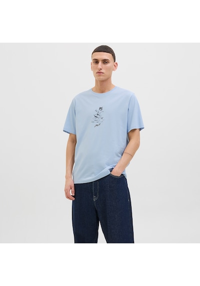 Jack & Jones Jack&jones Relax Erkek Mavi Bisiklet Yaka Tişört Mavi