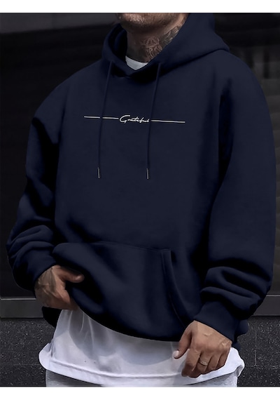 Uyguntarz İmza Baskılı Oversize Sweatshirt Lacivert