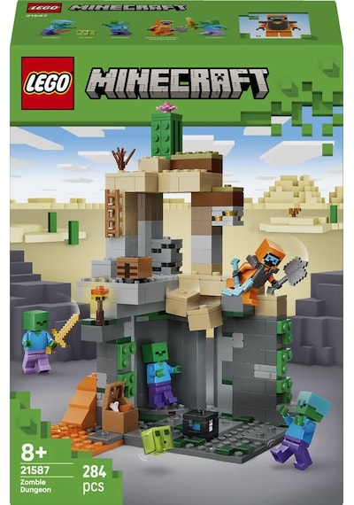 LEGO® Minecraft® Zombi Zindanı 21587 - 8 Yaş ve Üzeri Çocuklar için 3 Zombi Figürü İçeren Yaratıcı Oyuncak Yapım Seti (284 Parça)