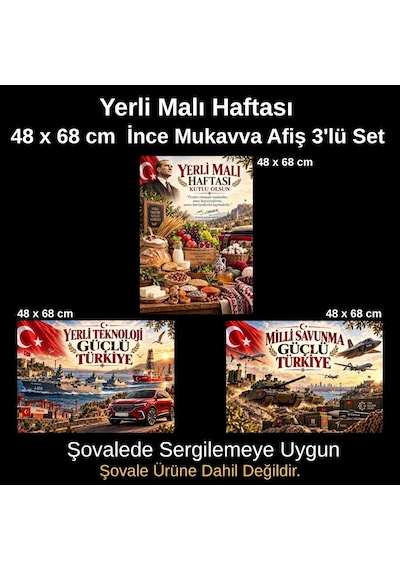 Yerli Malı Haftası 48 68 Cm Mukavva Afiş Seti 3'lü Tüm Yaşlar
