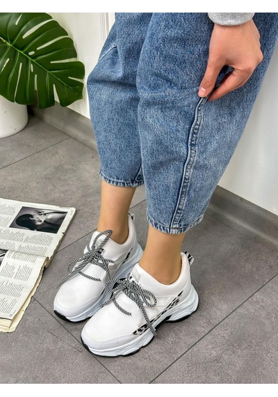 Erva'nın Butiği Beyaz Dalgıç Kumaş Ryan Kadın Sneakers-5637