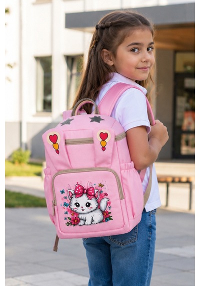 Ls-5170 Kız Çocuk Ana Okul Çantası Okul Çantası Pudra Gri