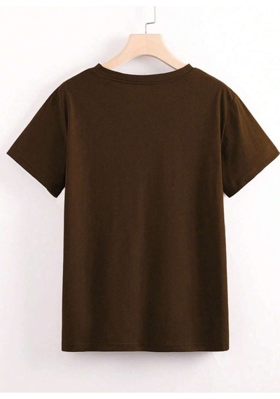 Uyguntarz Unisex Leopar Desenlı Vişne Baskılı Tasarım Tshirt Kahverengi