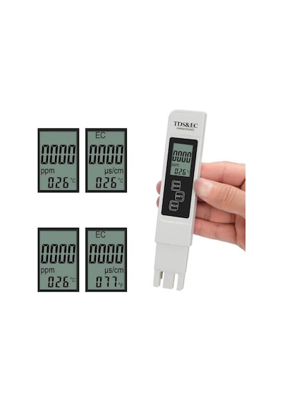 Dijital Ph Ölçer + Tds Ec Metre Termometreli Su Kalite Ve Iletkenlik Ölçüm Cihazı