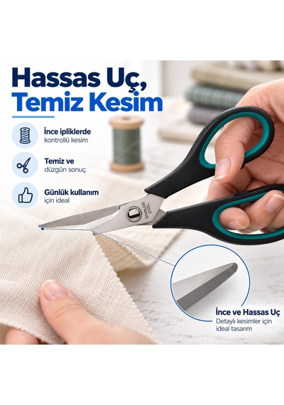 Lexroo Kumaş Ve Terzi Makası 24,5 Cm, Kağıt Dikiş Ve Büyük Boy Makas