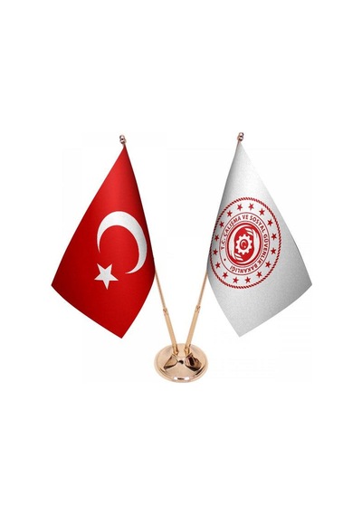 Masa Üstü Çalışma Bakanlığı Bayrağı Türk Bayrağı İkili Pirinç Dir