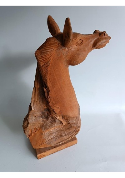 Dekoratif El Oyması Ahşap At Kafası 54x39x16cm (Teak Ağac-2)